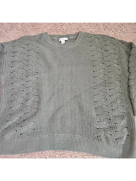 CJ Banks Sweater Womens 3XL Sage Green Textured Knit Pullover Cotton Blend - Picture 8 of 10